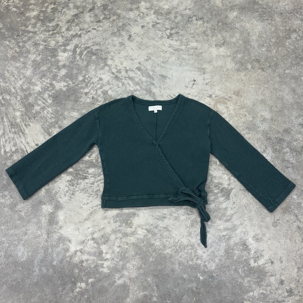 Madewell Texture & Thread Wrap Top In Smokey Spruce Womens XS Dark Green